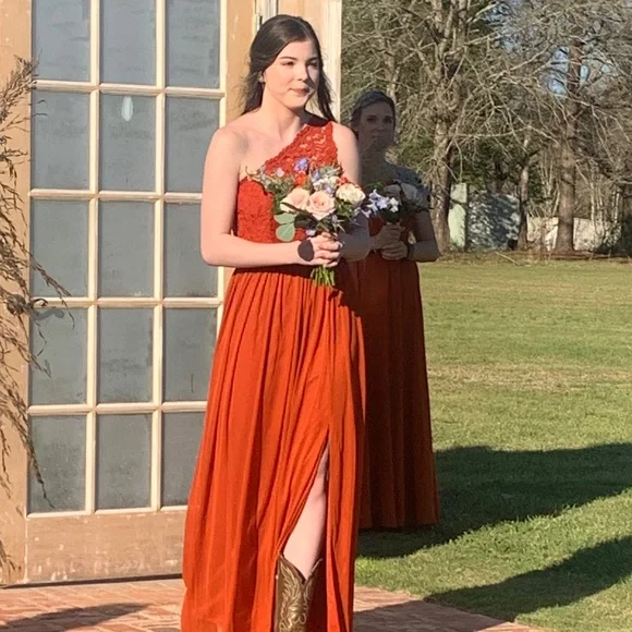 David's Bridal Sienna Lace Bodice Long Gown Size 2 - Picture 1 of 3